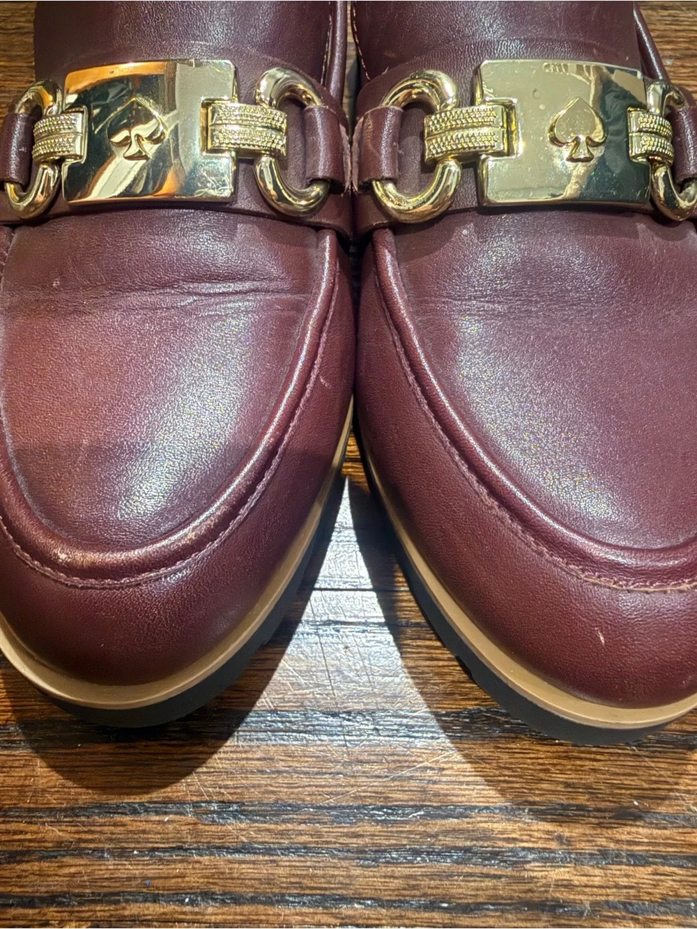 Kate Spade Horsebit Loafers Burgundy US 7.5M